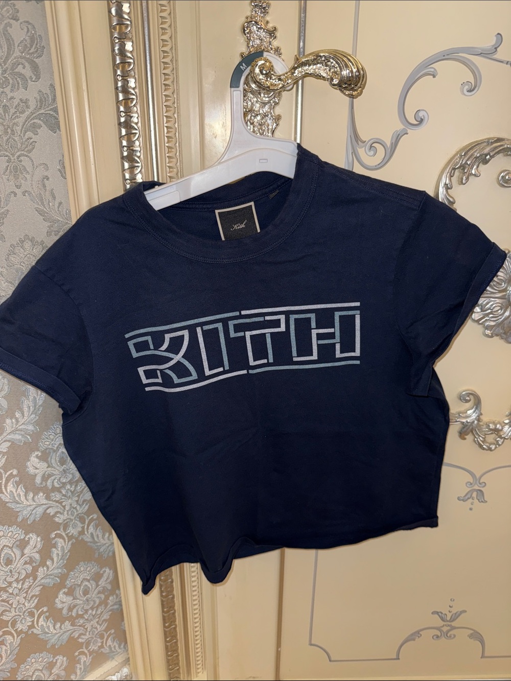 Kith Black Tee with Light Blue Logo
